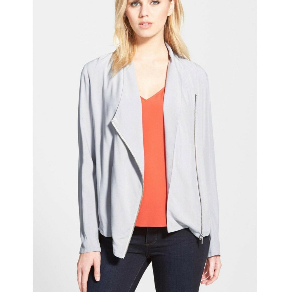 Trouve black draped moto zipper jacket